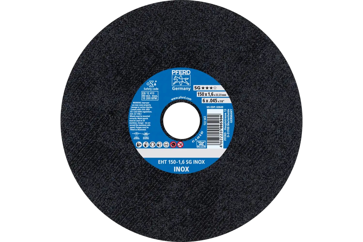 Picture of Pferd Cut-Off Wheel, 6" X .045 X 7/8, Sg Inox, T1, Aluminum Oxide